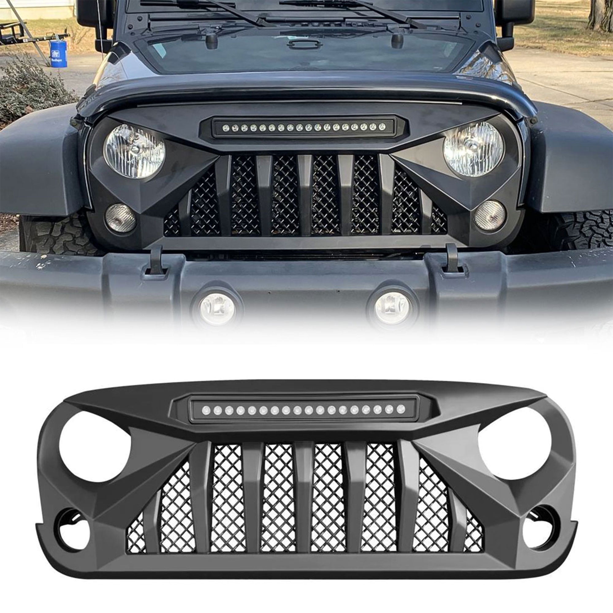 Insert De Grille Noire Pour Jeep Wrangler JK/JKU (2007-2018) - Neuf, Marque Jeeper Store, Référence 53-JS-2470