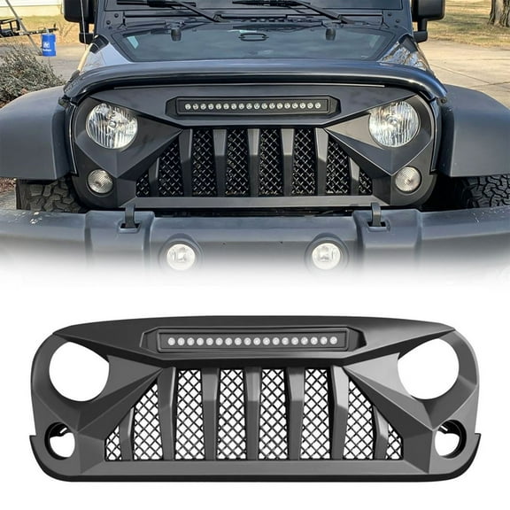 AMERICAN MODIFIED Front Grille with Lights for 07-18 Jeep Wrangler JK