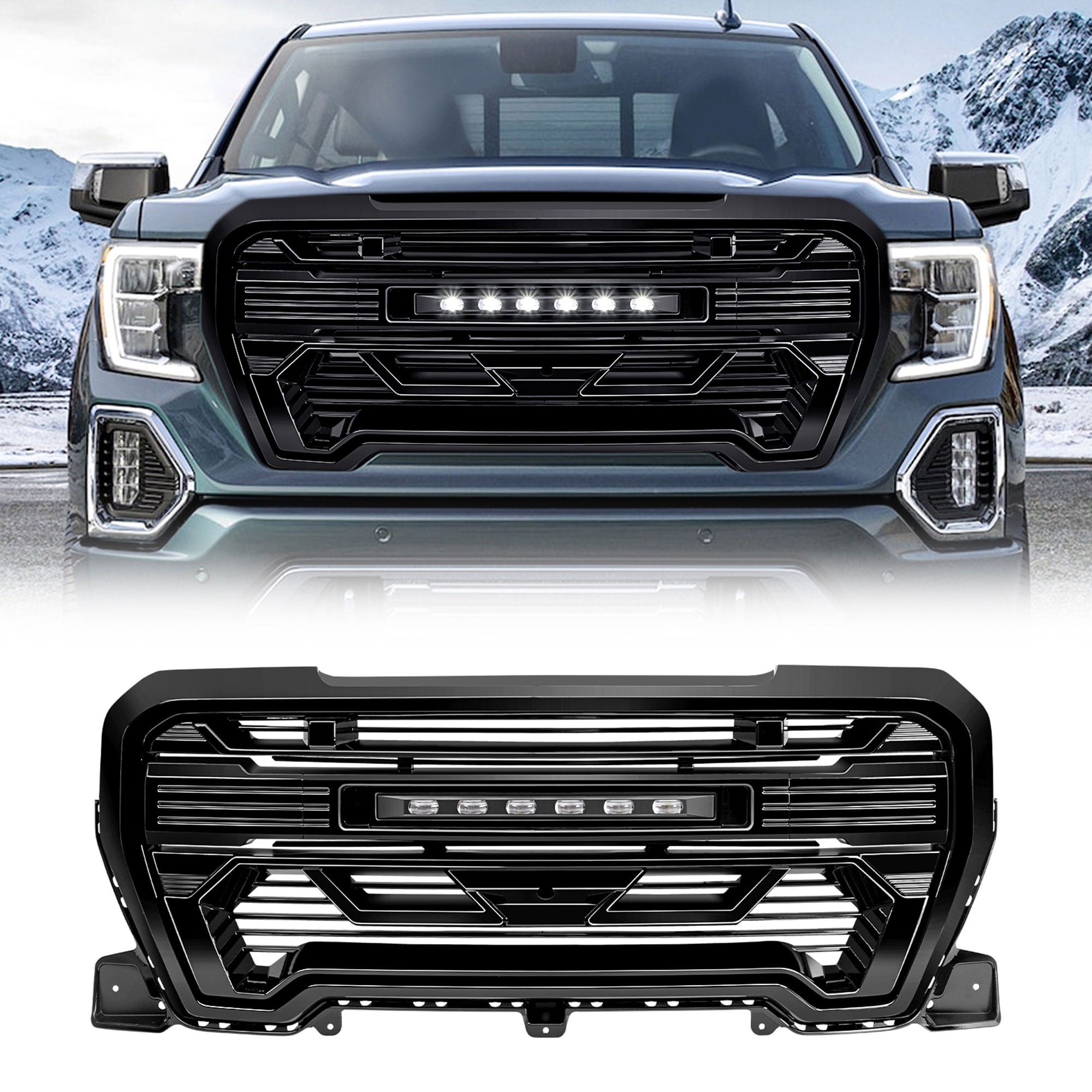 AMERICAN MODIFIED Grille w/Lights for 19-21 GMC Sierra 1500 Base, & SLE