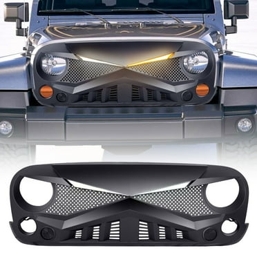 7PCS Front Grill Mesh Inserts For Jeep Wrangler JK JKU Unlimited 2007 2008 2009 2010 2011 2012 2013 2014 2015 2016 2017 2018 Grille Guard Cover Trim