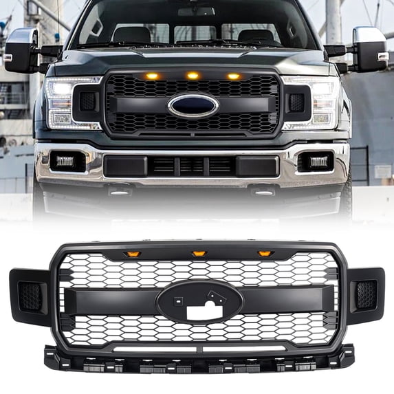 AMERICAN MODIFIED Raptor Style Mesh Grille for 18-20 Ford F150, Matte Black