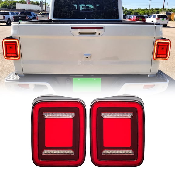 AMERICAN MODIFIED Red Lens LED Tail Lights w/Brake Reverse Turn Signal for 2020+ Jeep Gladiator JT