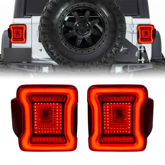 AMERICAN MODIFIED Red Lens Tunnel Tail Lights for 07-18 Jeep Wrangler JK JKU
