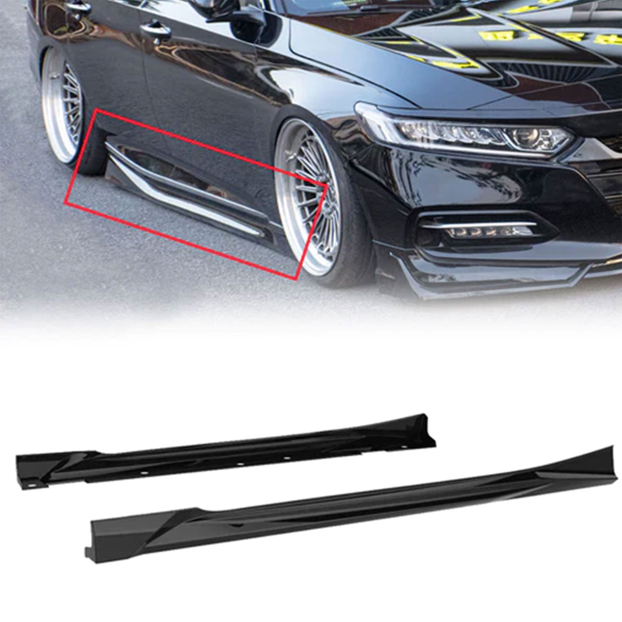 AMERICAN MODIFIED Stylish Side Skirts for 2018 to 2023 Honda Accord, Black