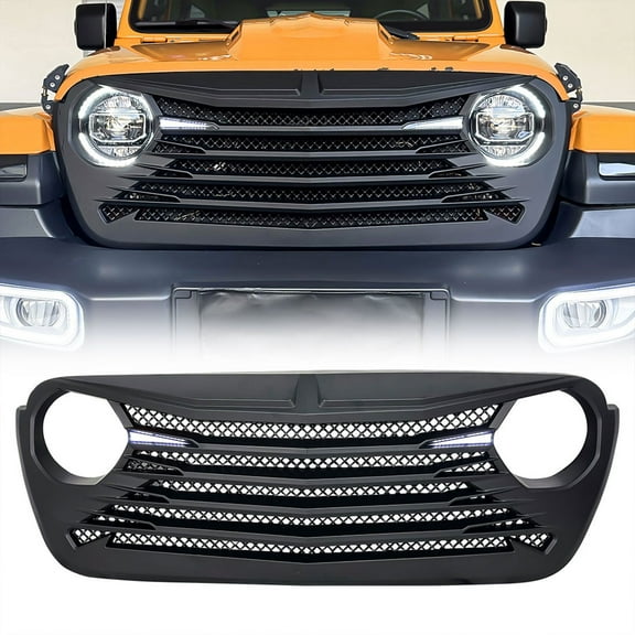 AMERICAN MODIFIED Tomahawk Grille w/DRL for 18-23 Jeep Wrangler/Gladiator