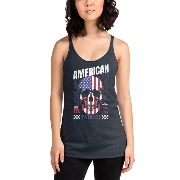 AMERICAN PATRIOT Women's Racerback Tank (Vintage Navy, L)