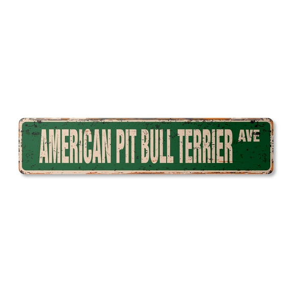 AMERICAN PIT BULL TERRIER Vintage Plastic Street Sign dog pitbull groomer vet veterinarian | Indoor/Outdoor |  36" Wide