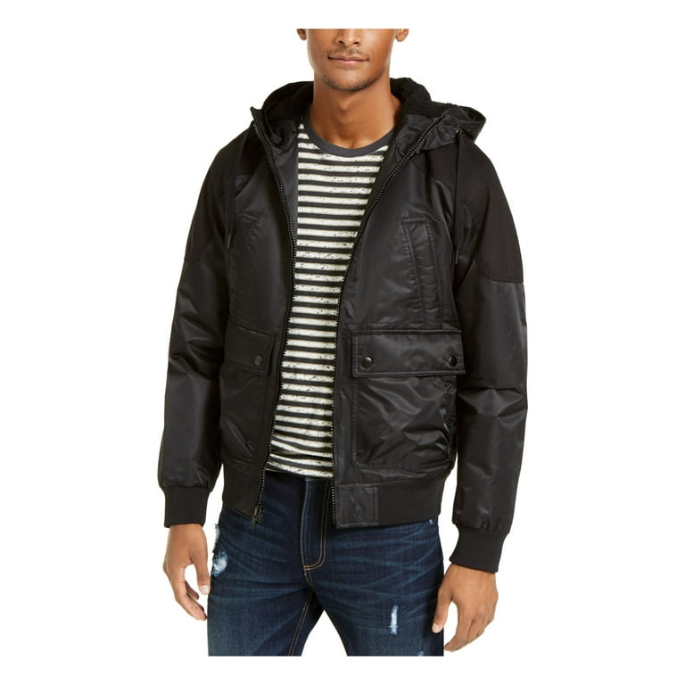 AMERICAN RAG Mens Black Fur Trim Hood Puffer Coat XL Walmart