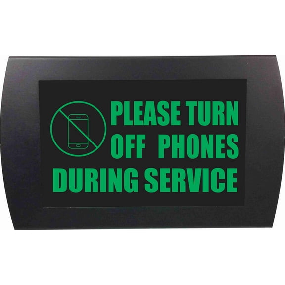 AMERICAN RECORDER - "PLEASE TURN OFF PHONES DURING SERVICE" LED Lighted Sign