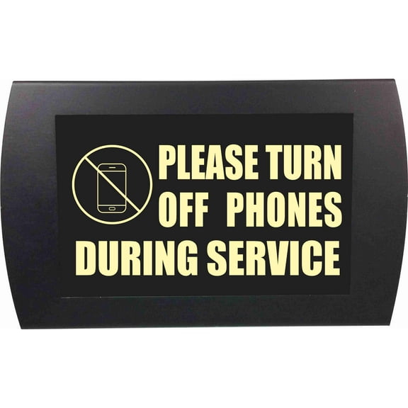 AMERICAN RECORDER - "PLEASE TURN OFF PHONES DURING SERVICE" LED Lighted Sign