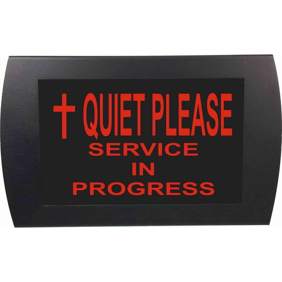 AMERICAN RECORDER - "QUIET PLEASE SERVICE IN PROGRESS" with Cross" LED Lighted Sign