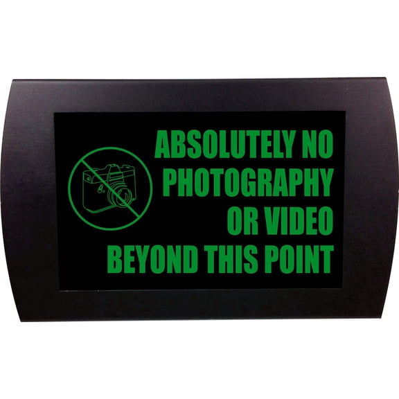 AMERICAN RECORDER - "ABSOLUTELY NO PHOTO OR VIDEO BEYOND THIS POINT" LED Lighted Sign