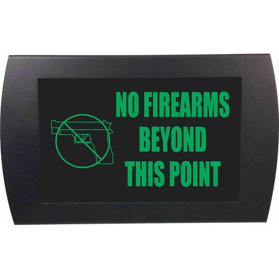 AMERICAN RECORDER - "NO FIREARMS BEYOND THIS POINT" LED Lighted Sign