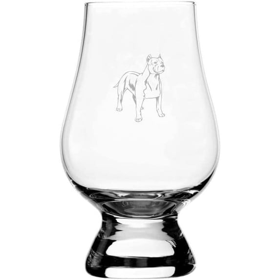 AMERICAN STAFFORDSHIRE TERRIER Dog Themed Etched 6.5oz Glencairn Whisky Glass