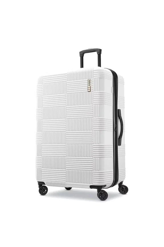 NXT HARDSIDE LARGE CHECKED SPINNER SUITCASE - WHITE