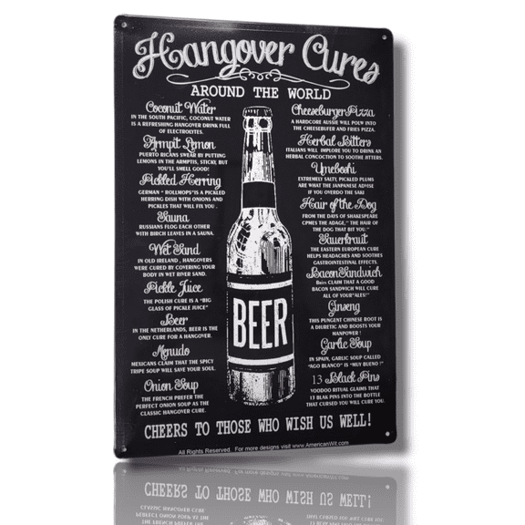 AMERICAN WIT 8" x 12" Metal Tin Sign (Hangover, Cheers to Those who Wish us Well)