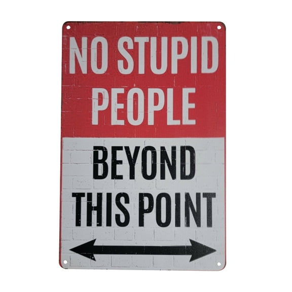 AMERICAN WIT 8" x 12" Metal Tin Sign (NO Stupid People Beyond This Point)