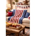 thumbnail image 1 of Lan Wood Americana Red & Blue Star Stripe Knitted Throw Blanket, Oversize Throw, 1 of 3