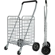 AMERIERGO Folding Shopping Cart with Dual Swivel Wheels for Groceries, Holds up to 66Ibs