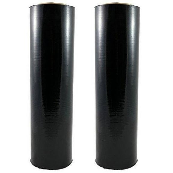 AMERIQUE Shrink Wrap 2000 ft. x 18", 12 LBS Total, Stretch Film Plastic Wrap, Industrial Strength Hand Stretch Wrap, 18" L x 1,000 FT Per Roll, 80 Gauge Shrink Film/Pallet Wrap, Black, 2 Pie