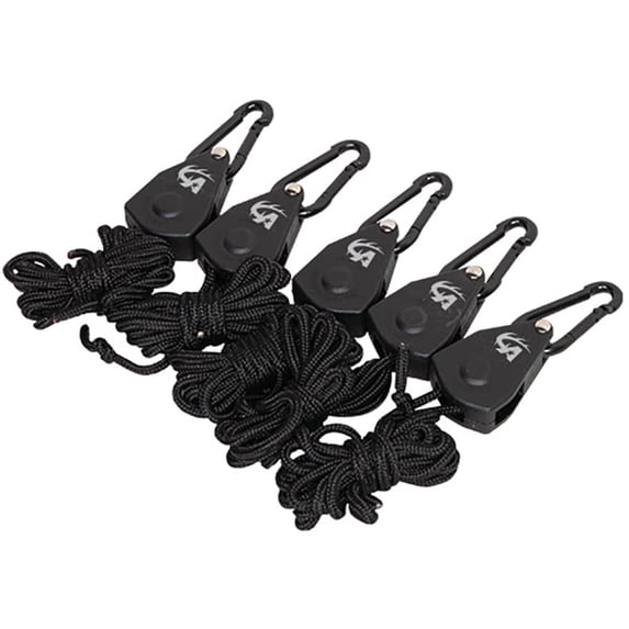 Ameristep Hunting 1/8" Premium Nylon Ratching Quick-Cinch/Release Ground Blind Tie Down Cords with Carabiners, 5-Pack