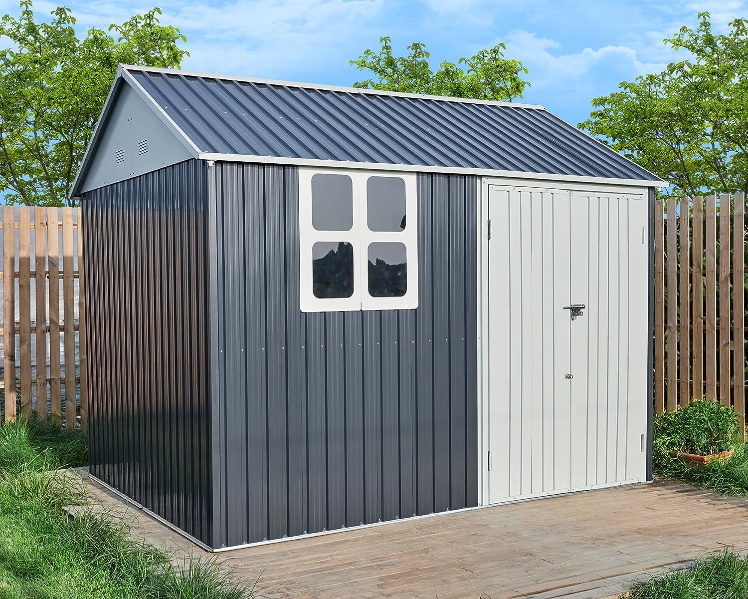 AMERLIFE 10'x8'x8' Shed Nordic Cottage Storage Shed 4-Pane Window ...