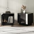 thumbnail image 1 of AMERLIFE 2PCS Entertainment Center Side Table Set with Storage, Modern High Gloss End Tables with 2 Cabinet Doors, for Living Room/Bedroom/Office, 1 of 17
