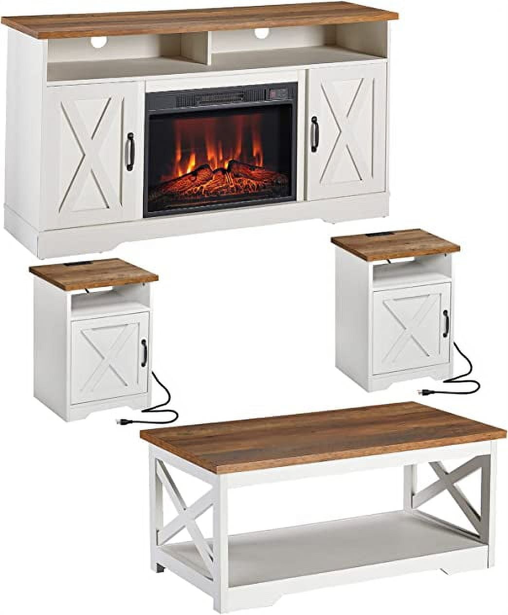 AMERLIFE 4Piece Farmhouse Table Set for Living Room Includes 54