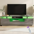 AMERLIFE 70" High Gloss TV Stand with LED Lights, 2 Tier TV Console
