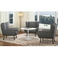 thumbnail image 1 of AMERLIFE Chair Set Chair with High Wingback, Grey Reading Armchair, Comfy Corduroy Chair Set of 3, 1 of 5