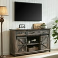 thumbnail image 1 of Merluxy TV Stands for Living Room with Sliding Barn Doors for Televisions up to 65+ Inch, Rustic Oak Black, 1 of 7