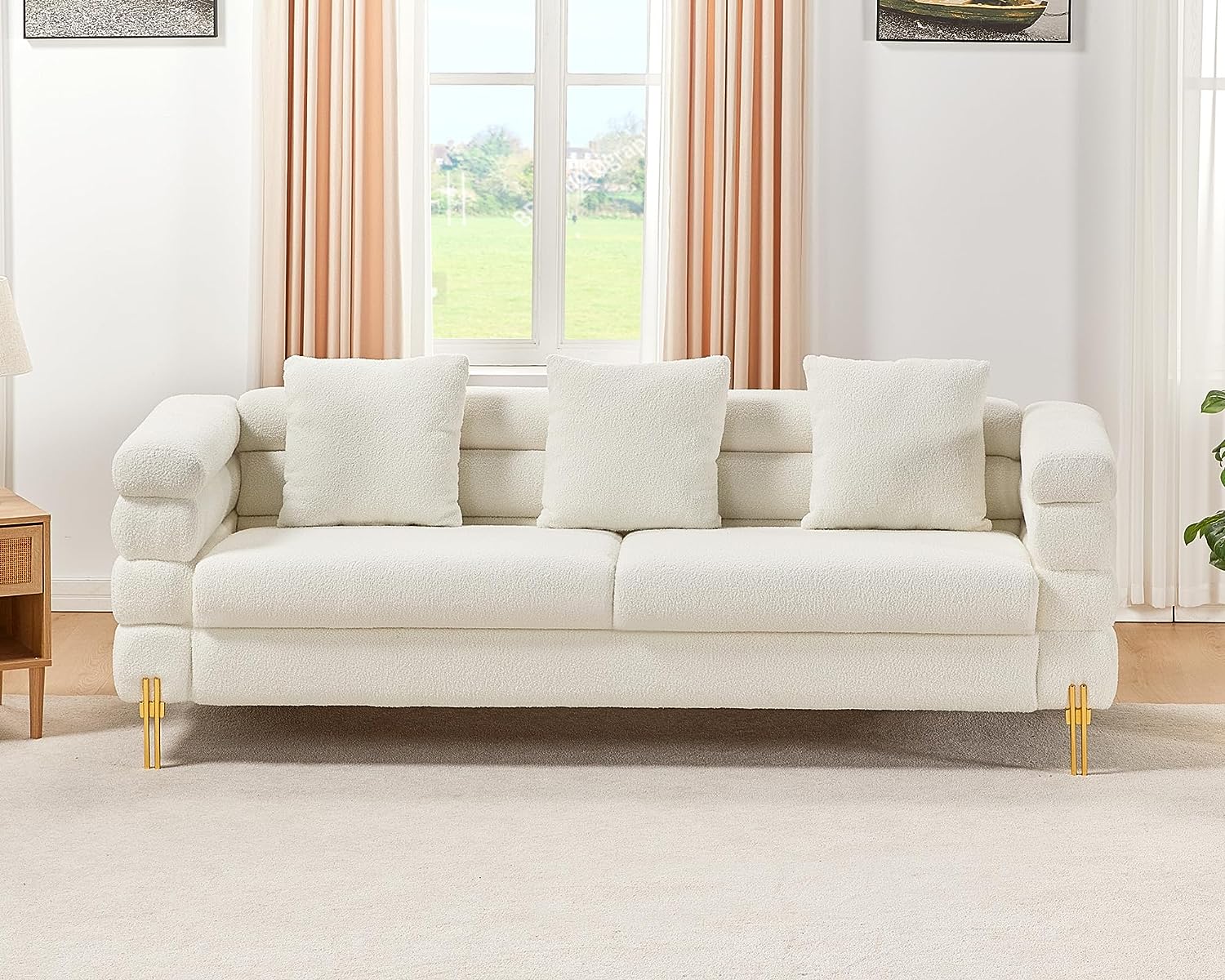 AMERLIFE Modern Sofa Couch, 24''Extra Deep Seat Sectional Sofa for Living Room, 85 inch