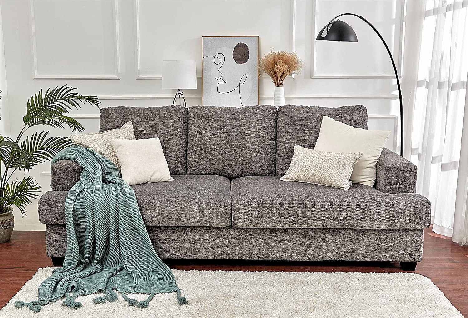 AMERLIFE Sofa, Deep Seat SofaContemporary Chenille Sofa Couch, 97