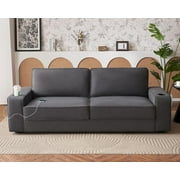 AMERLIFE Sofa, Modern Sofa with USB & Cup Holders, Comfy Couch for Living Room (Grey Chenille)