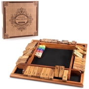 Amerous 1-4 Players 12 inches Shut The Box Dice Game, Wooden Board Table Math Game with 12 Dice for Kids Adults, Family Classroom Home or Pub