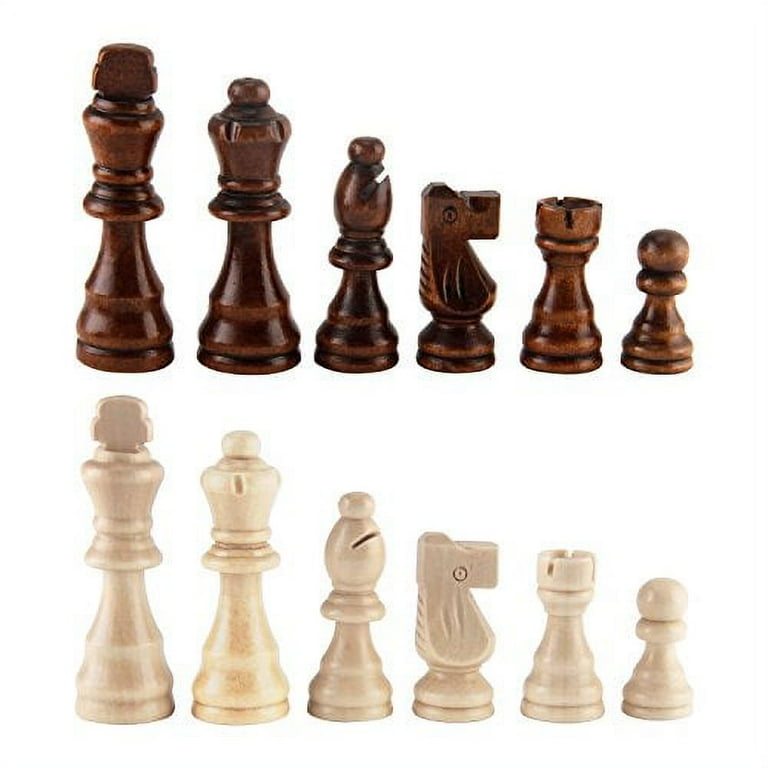 AMEROUS Wooden Chess Pieces Only, 32 Pieses Standard Tournamen Staunton  Wood Chessmen - 3.05 King / Storage Bag / Gift Package, Chess Game Pawns  for