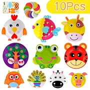 AMERTEER 10 Pack Paper Plate Art Kit for Kids Toddler Crafts DIY Art Supplies Animals Art Kits Arts Crafts Creative Toddler Games Preschool Activity Craft Parties Groups Toy Gifts for Boys Girls