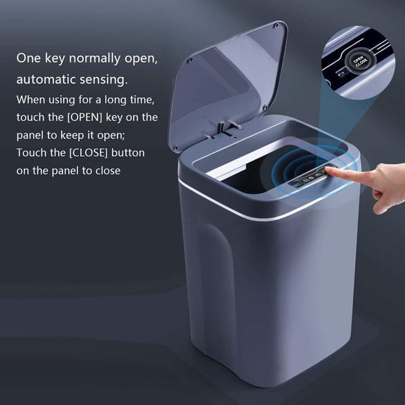 AMERTEER 16L Home Smart Garbage Bin, Automatic Induction Trash Can with Self-Sealing Self-Changing Induction Touch Trash Can Bin with LED Lights
