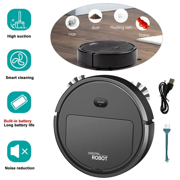 AMERTEER 3 in 1 Robot Vacuum Cleaner, Super-Thin, Super-Strong Suction, Quiet, USB-Charging Robotic Vacuum Cleaner, Cleans Hard Floors to Medium-Pile Carpets