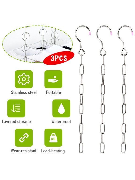 3 Pcs Organizers Hangers, Stainless Steel Space Saving Clothes Hanger Organizer, Magic Metal Vertical Hangers with 10 Slot, T Shirt Organizer for Wardrobe, Multiple Hangers in One