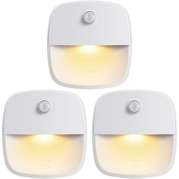 AMERTEER 3-pack Motion Sensor Light, Cordless Battery-Powered LED Night Light, Stick Anywhere Closet Lights Stair Lights, Wall Safe Lights for Hallway, Bathroom, Bedroom, Kitchen
