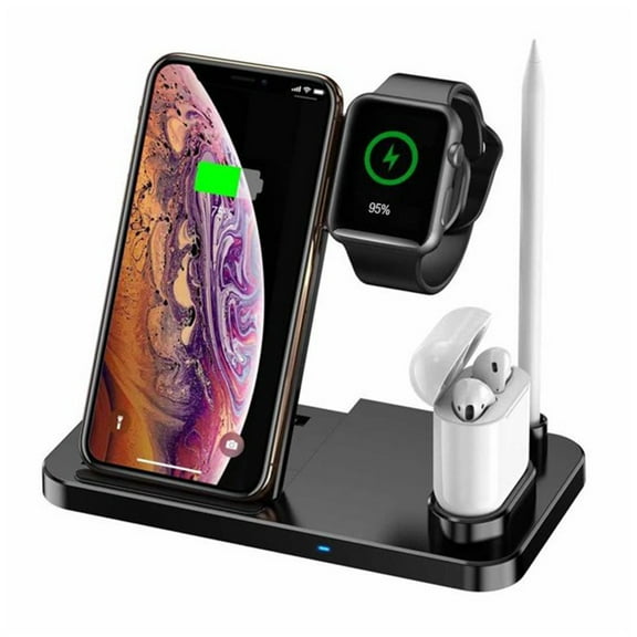 AMERTEER 4 in 1 Wireless Charger ,QI Fast Charger Pad Stand Charging Station Dock For Apple Watch Series 4/3/2/1 Airpods for iPhone X XS Max XR 8 Plus iPhone11 11pro Apple Pen