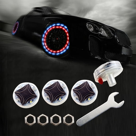 AMERTEER 4 PCS Car Tire Wheel Lights, Car Wheel Tire Air Valve, Hub Lamp Cap Light with Motion Sensors Colorful LED Tire Light Gas Nozzle,for Car Bicycle Motorcycles Accessories