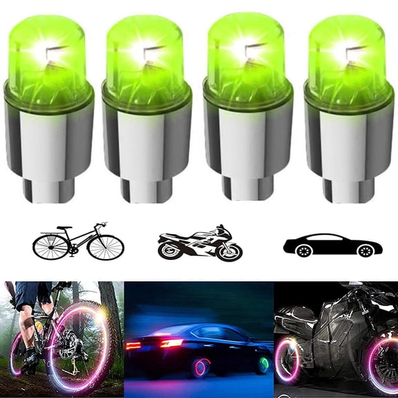 AMERTEER 4 Pack LED Wheel Lights Car Bike Wheel Tire Tyre Valve Dust Cap Waterproof, Motion Activated, Safety, Spoke Flash Lights Car Valve Stems & Caps Accessories