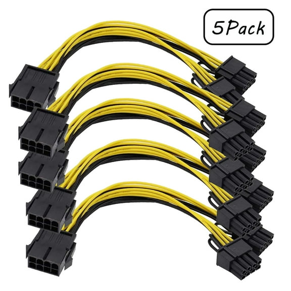 AMERTEER 5 Pack PCI-E PCI Express ATX 8Pin Male to Dual 8Pin & 6Pin Female Video Card Extension Splitter Power Cable
