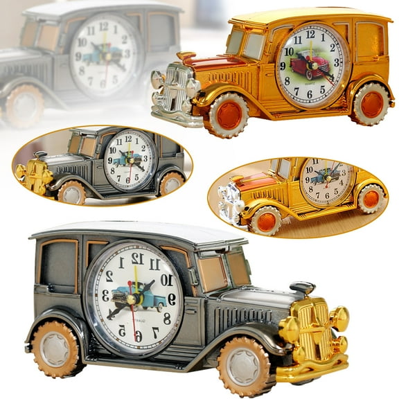 AMERTEER Alarm Clock, Desktop Vintage Car Shape Digital Multi-Function Classical Pencil Pen Holder Alarm Clock Home Office Study Room for Kids Gifts Toys-Desk Bedroom Decoration