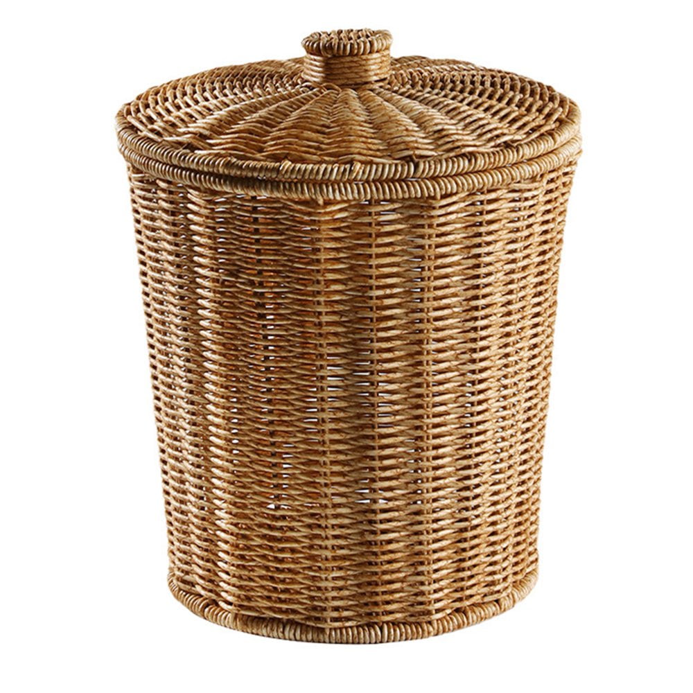 AMERTEER Basket Storage Wicker Woven Trash Can Baskets Waste Laundry