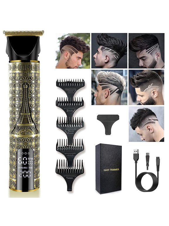 Hair Clippers for Men Professional, Anyfun Zero Gapped T-Blade Hair Trimmer with 3 Speed Adjustment LED Display, Rechargeable Cordless Grooming Kit for Men Self Hair Cutting and Barber