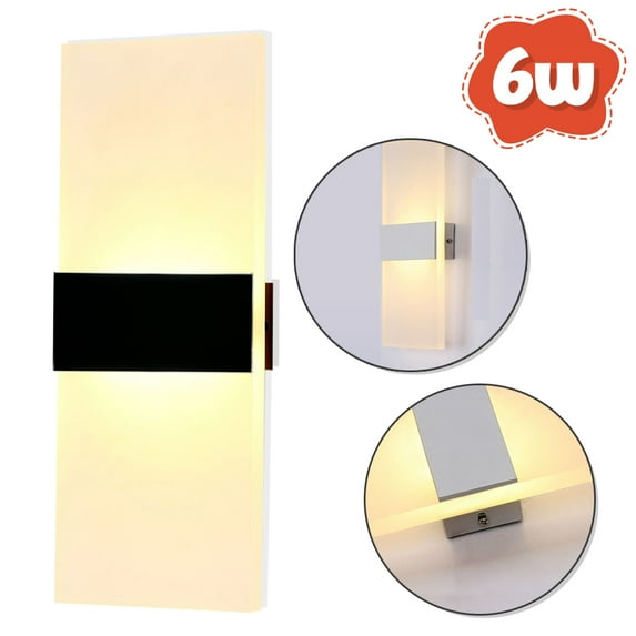 AMERTEER LED Acrylic Wall Sconce Lighting 6W Warm White 2700K Up Down Wall Lamp for Bedroom Corridor Stairs Bathroom Indoor Lighting Fixture Not Dimmable Home Room Decor