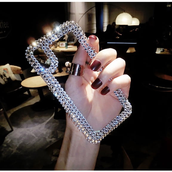 AMERTEER Luxury Clear iPhone Glitter Case,Stylish Sparkle Bling Case Cute Shiny Crystal Rhinestone Diamond Bumper Protective Case Cover Clear for Women Compatible